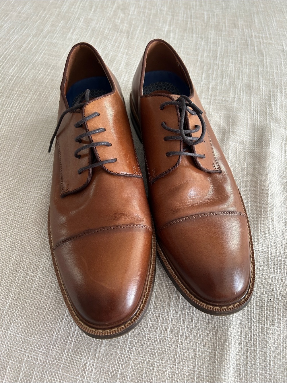 Vince Camuto Men's Cognac Brown Cap-Toe Derby Shoes